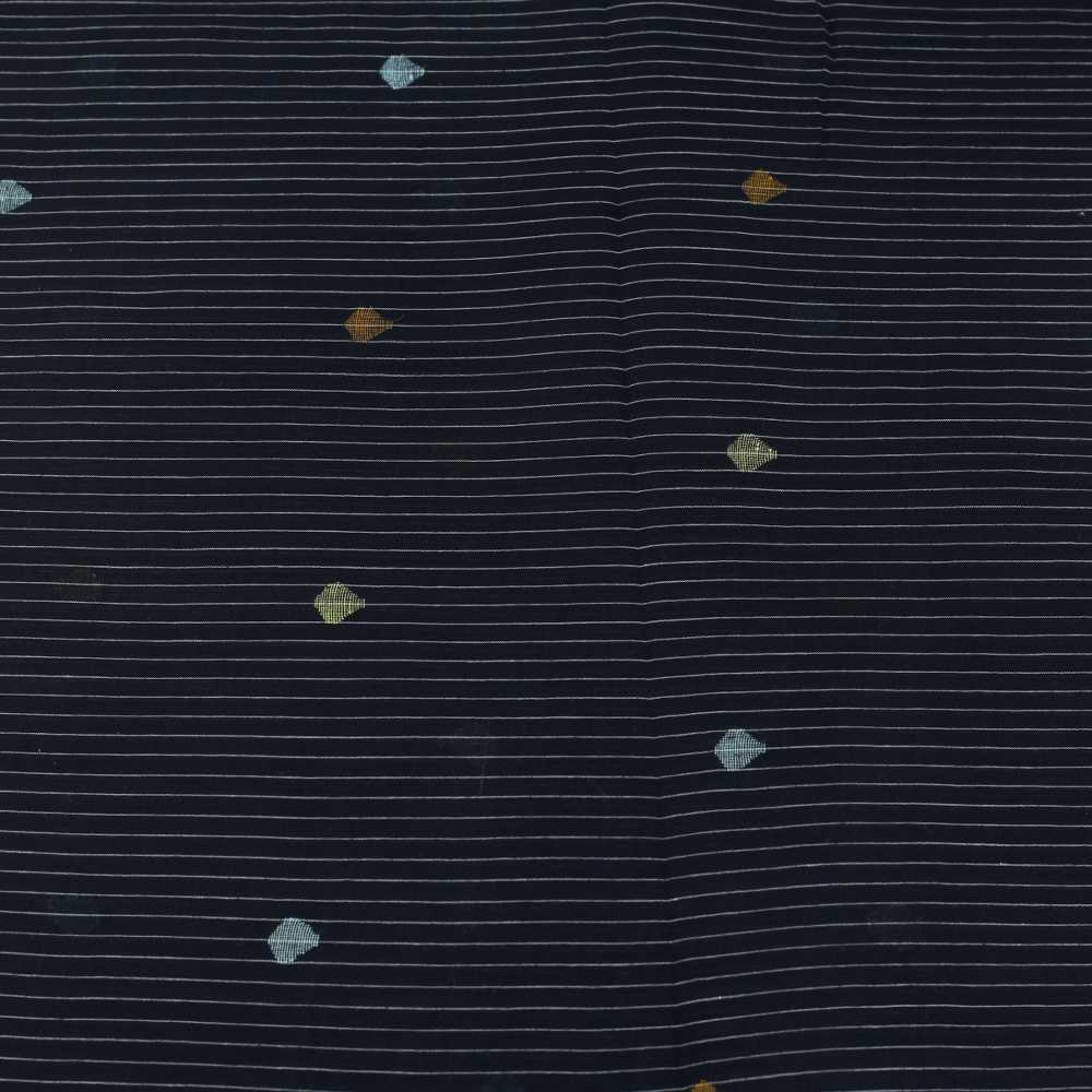 GEOMETRIC STRIPE BLACK JAMDANI PURE COTTON 55 GSM FABRIC