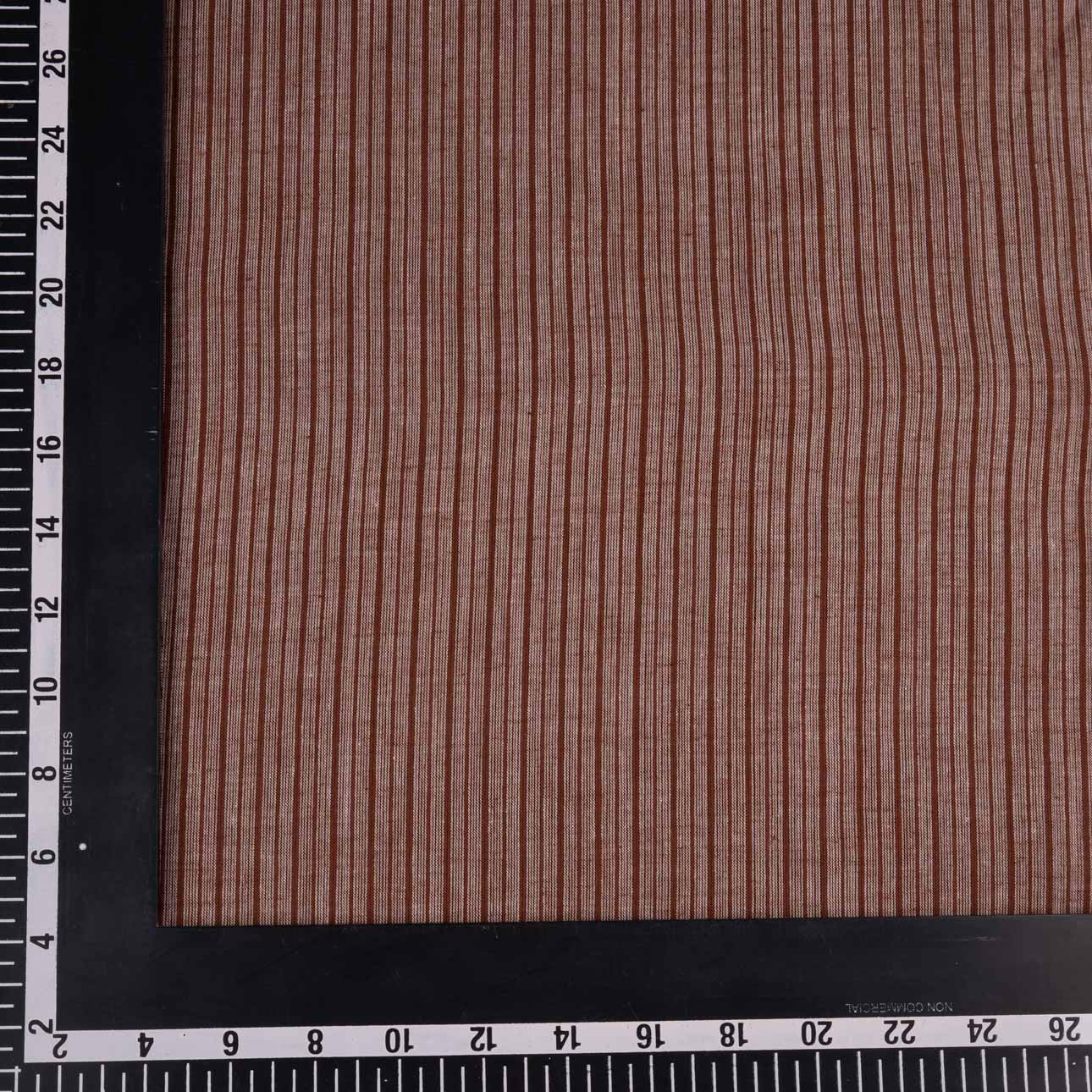 STRIPE BROWN PURE COTTON 65 GSM HANDWOVEN FABRIC