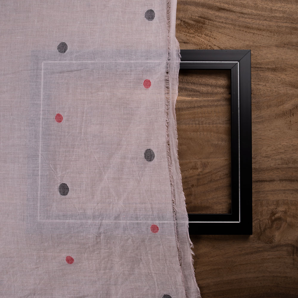 GEOMETRIC LIGHT PINK JAMDANI PURE COTTON 55 GSM HANDWOVEN FABRIC