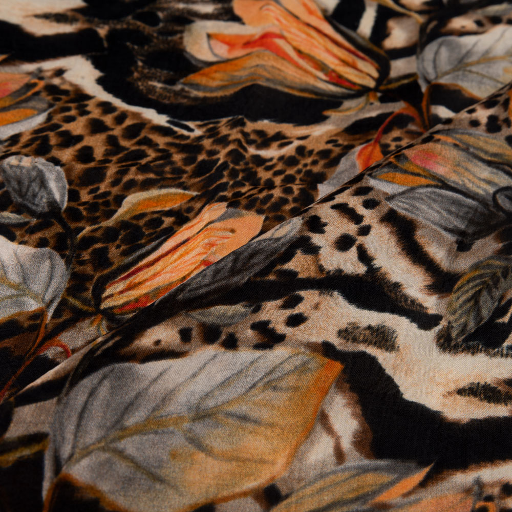 ABSTRACT MULTICOLOR DIGITAL PRINTED PURE SILK 40 GSM HANDWOVEN FABRIC