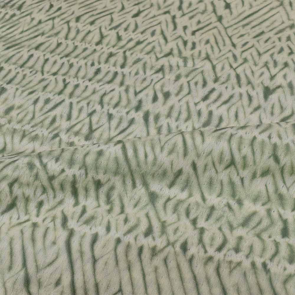 ABSTRACT DARK GREEN & WHITE SHIBORI MERCERISED COTTON 70 GSM FABRIC