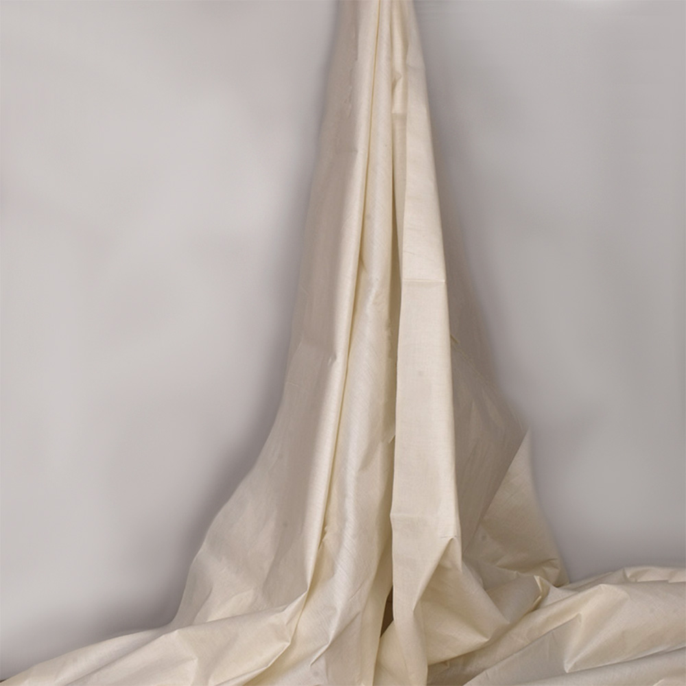 Plain Natural Matka & Eri Silk Blend 88 GSM Handwoven Fabric