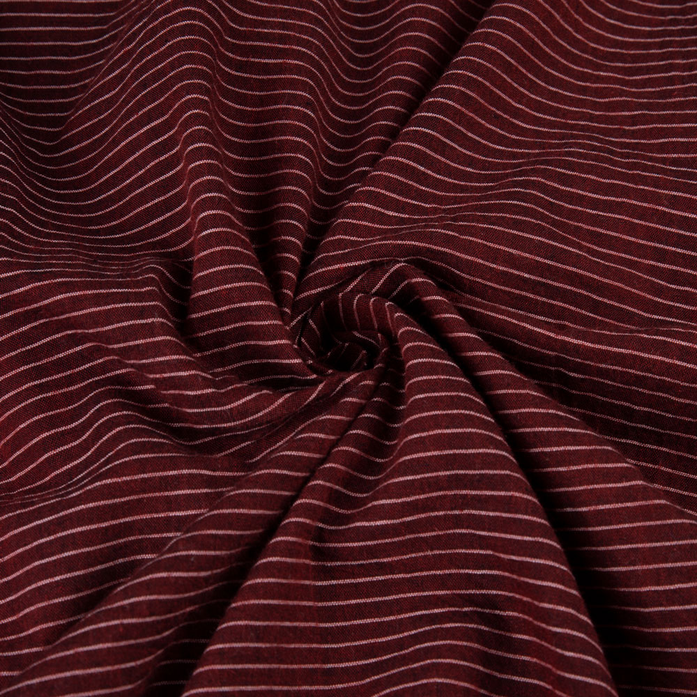 Pinstripe Brown Pure Cotton 74 GSM Handwoven Fabric