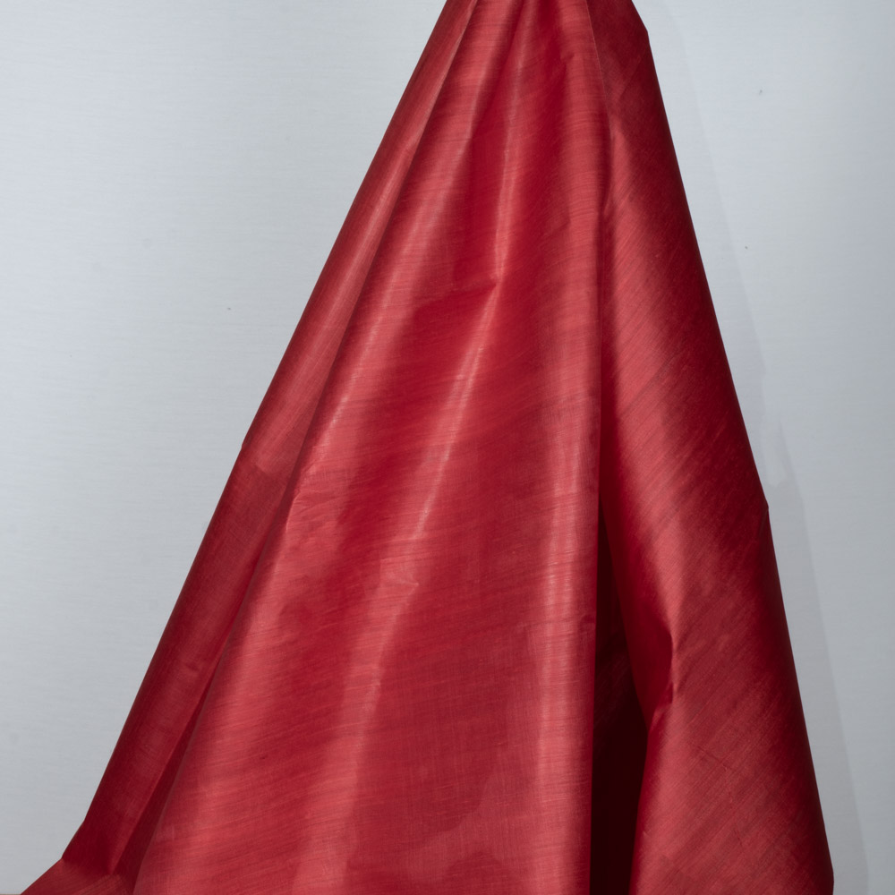 Plain Red Tussar and Matka Silk Blend 78 GSM Handwoven Fabric