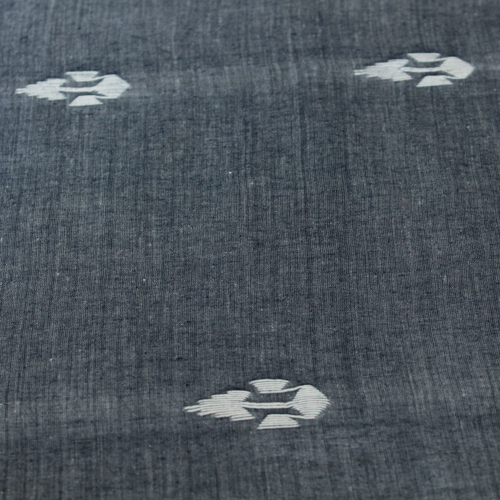 Geometric Grey Jamdani Pure Cotton 55 GSM Fabric