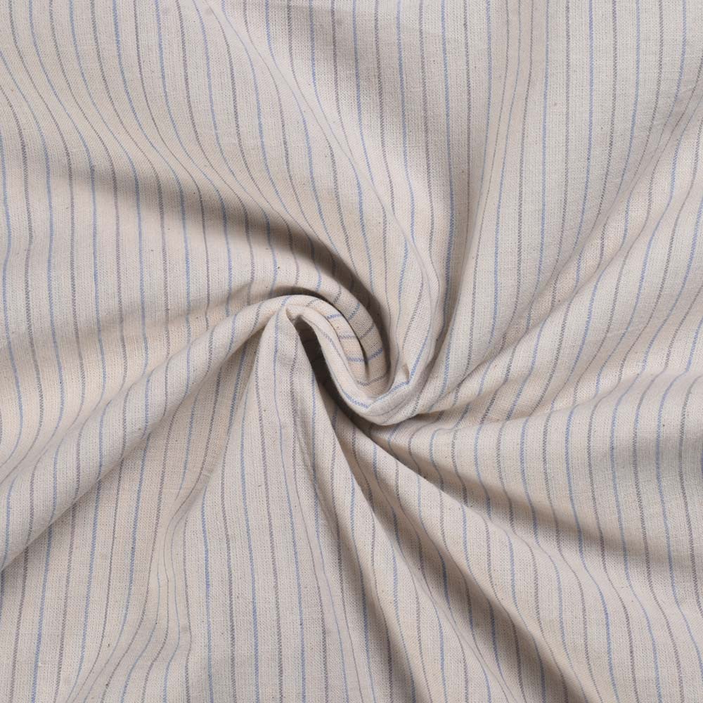 Stripe Blue & Grey Khadi Cotton 97 GSM Handwoven Fabric
