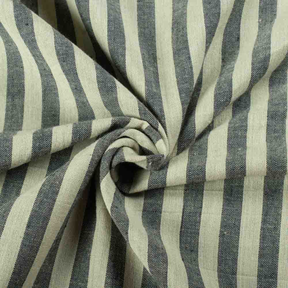 Stripe Black & Light Green Khadi 120 GSM Handwoven Fabric