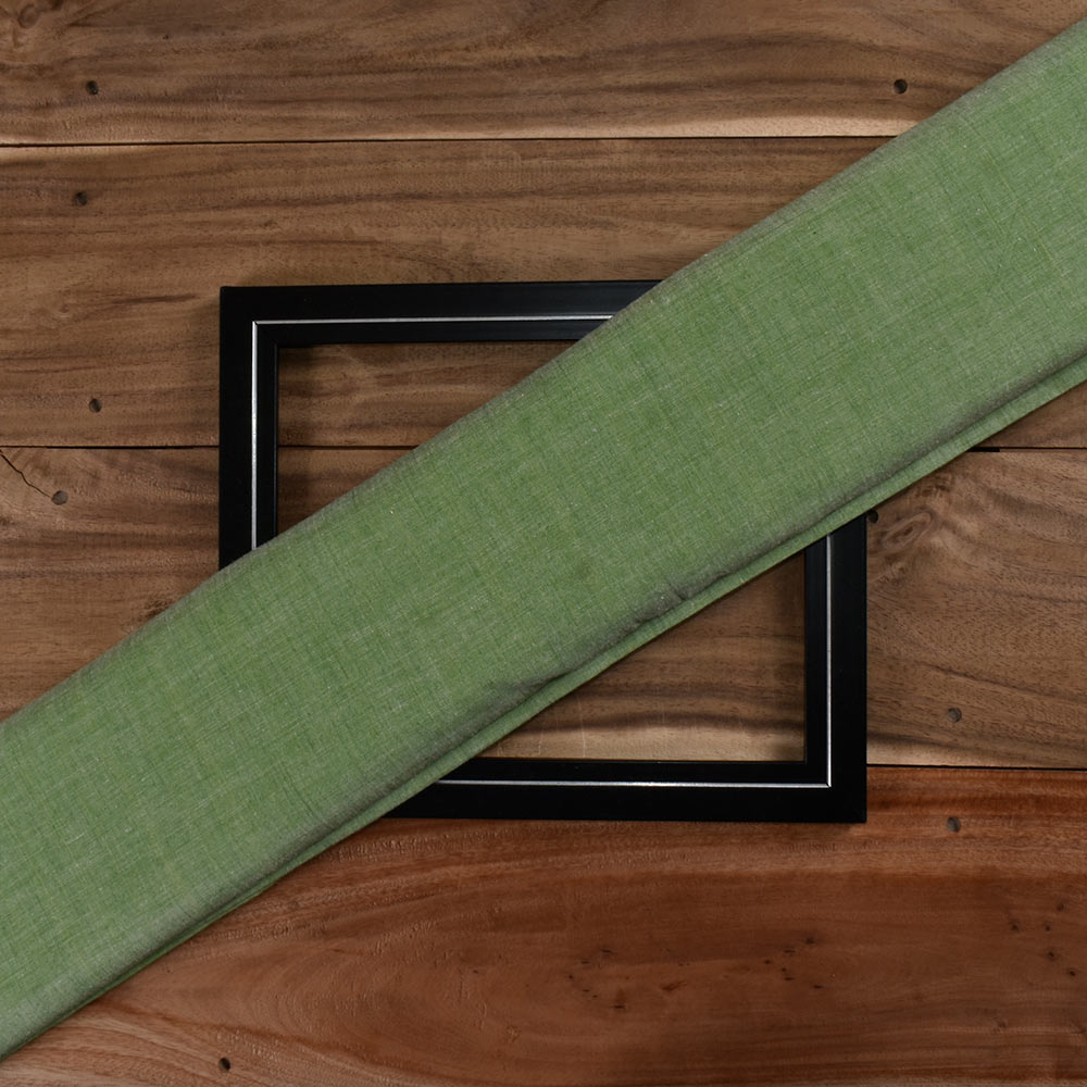 Chambray Light Green Khadi Cotton 105 GSM Handwoven Fabric