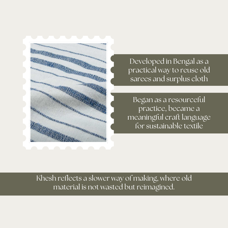 Bengal handloom Khesh fabric representing reuse, craft, and textile heritage