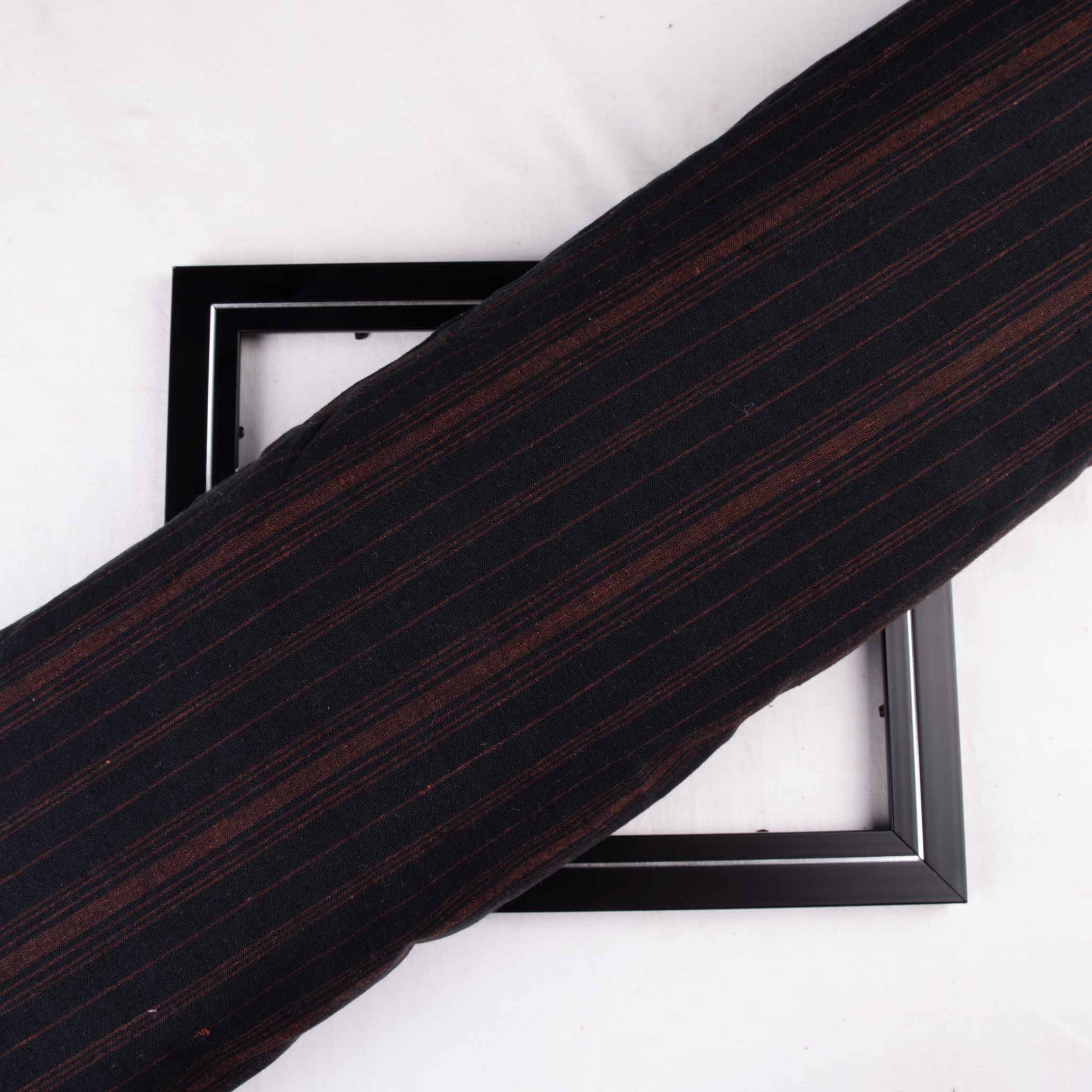 Stripe Black Brown Khadi Cotton 150 GSM Fabric