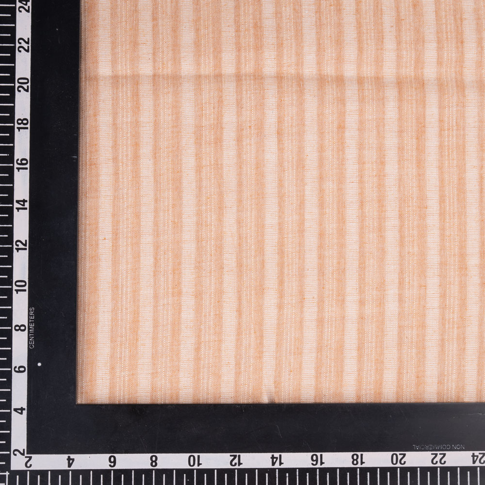 STRIPE PEACH PURE COTTON 85 GSM HANDWOVEN FABRIC