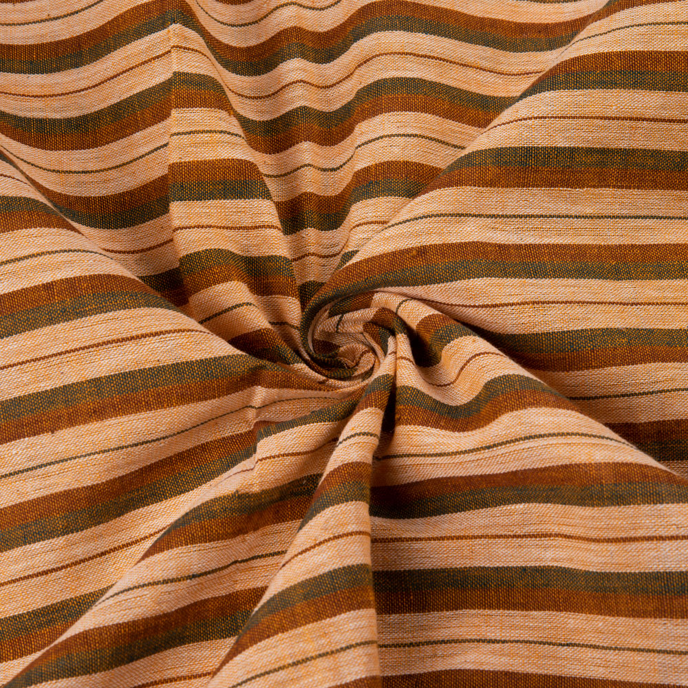 Stripe Brown Pure Cotton 96 GSM Handwoven Fabric