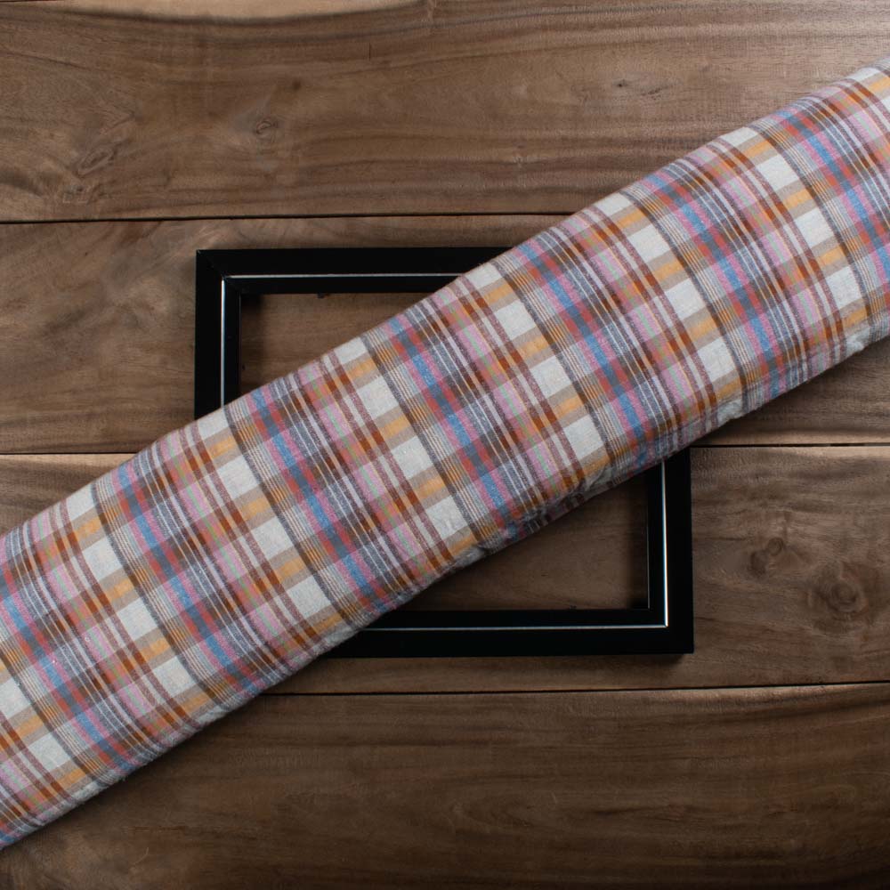 Multicolor Check Cotton & Hemp 140 GSM Handwoven Fabric 815