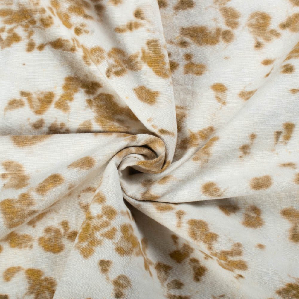 Tagetes Erecta Leaf Eco Print Naturally Dyed Khadi Cotton Fabric 105 GSM