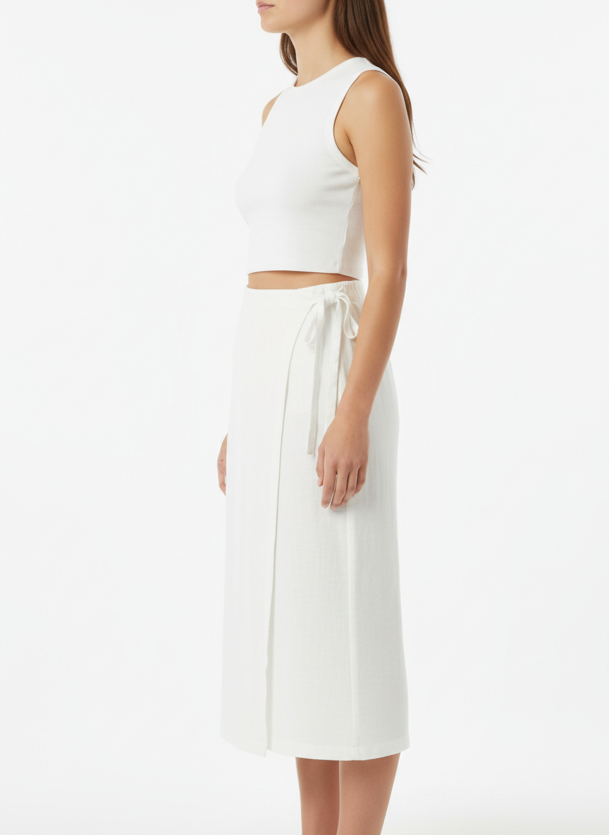 Tea Length Sheath Wrap Skirt