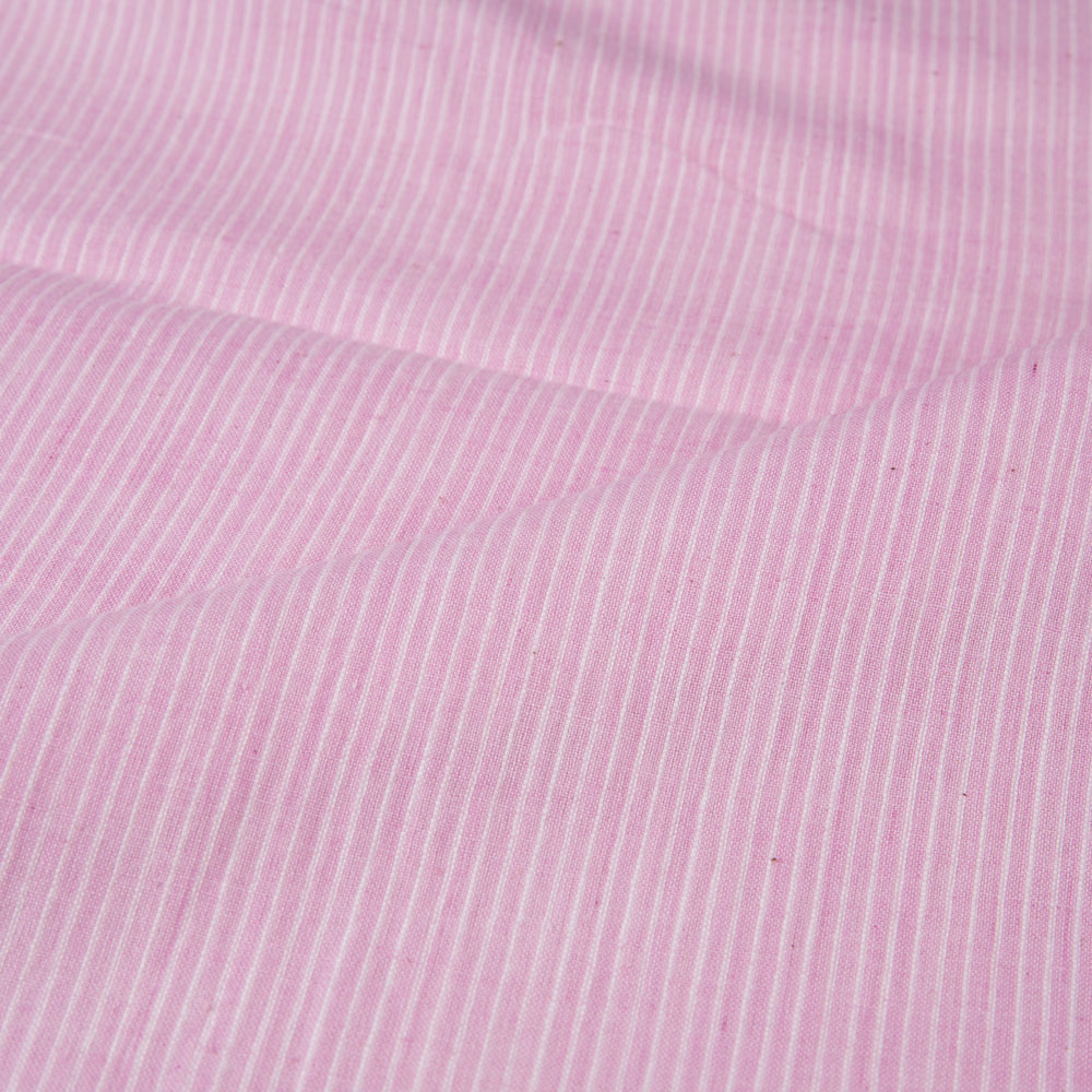 STRIPE BABY PINK PURE COTTON 87 GSM HANDWOVEN FABRIC