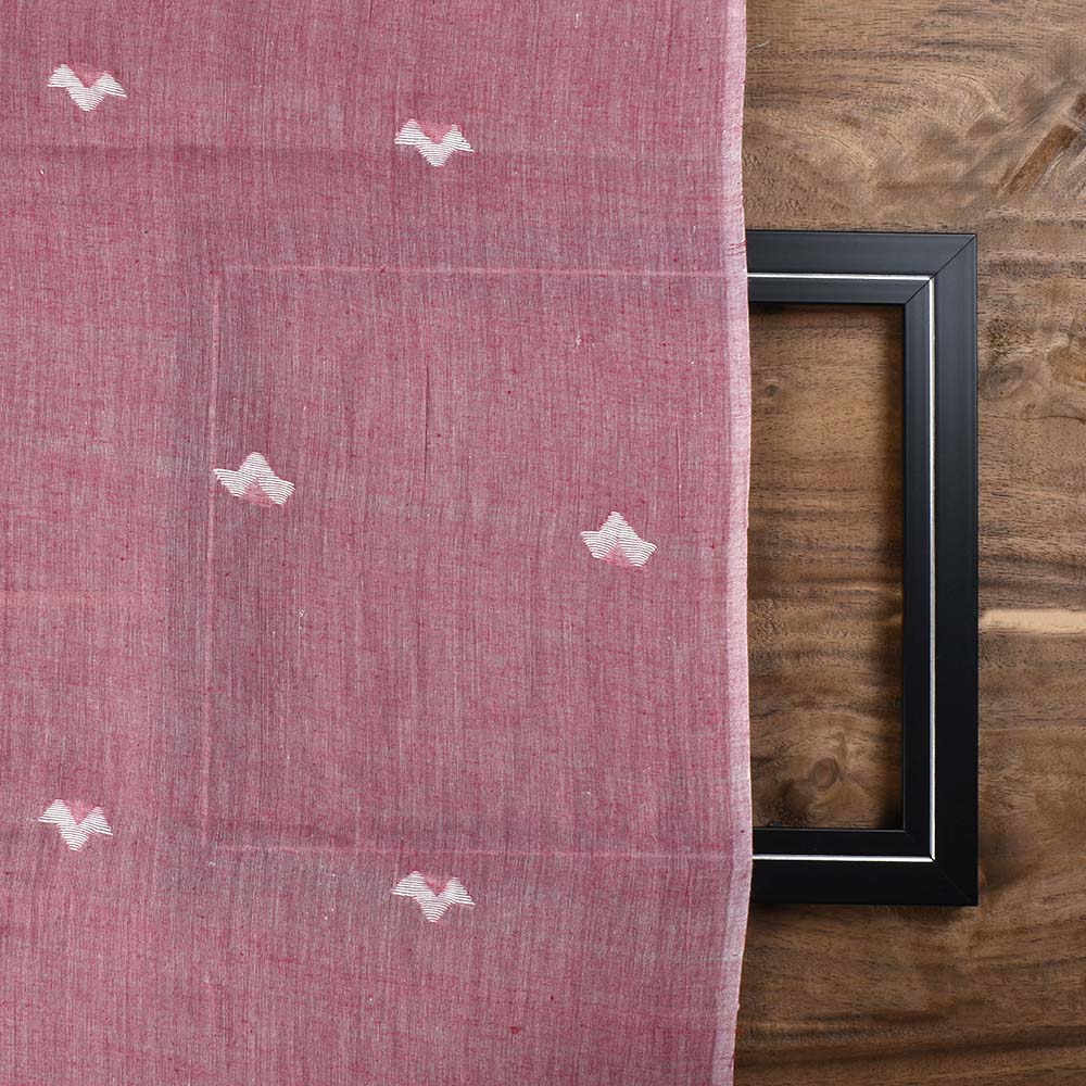 GEOMETRIC MAROON JAMDANI PURE COTTON 55 GSM HANDWOVEN FABRIC 311