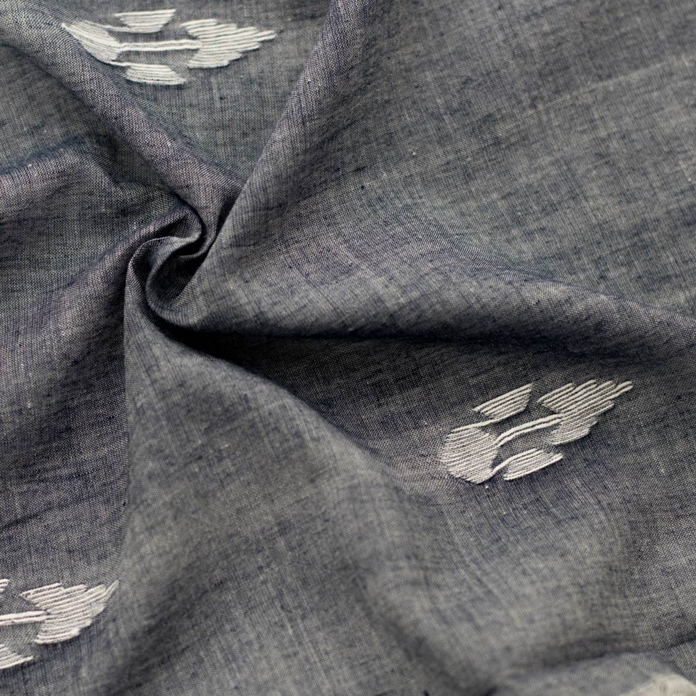 Geometric Grey Jamdani Pure Cotton 55 GSM Fabric