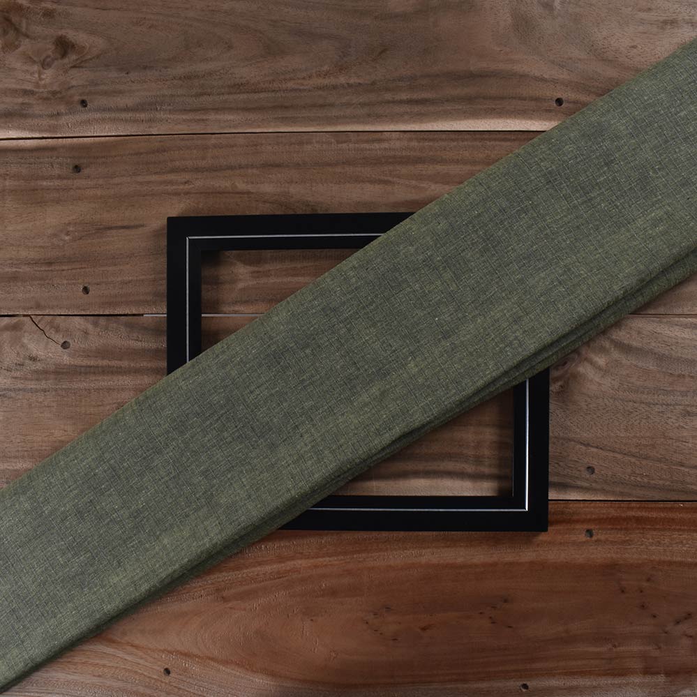 Stripe Olive Green Pure Cotton 74 GSM Handwoven Fabric