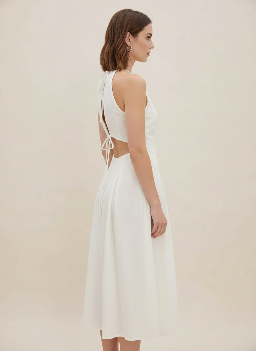 Semi-Open Back Tied Dress