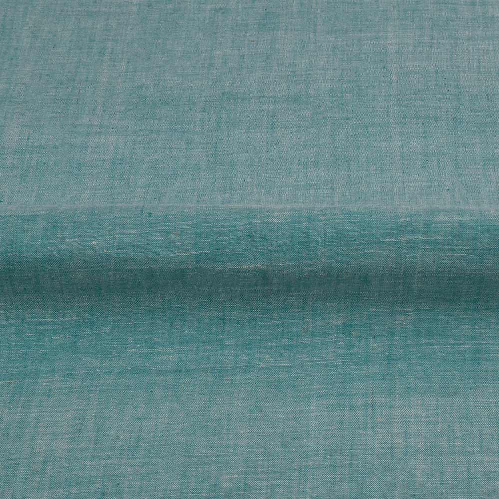 CHAMBRAY TEAL KHADI COTTON 75 GSM HANDWOVEN FABRIC