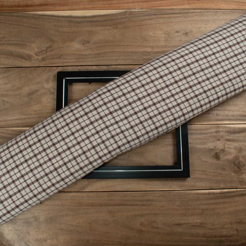 Check Twill Brown Pure Cotton 173 GSM Handwoven Fabric