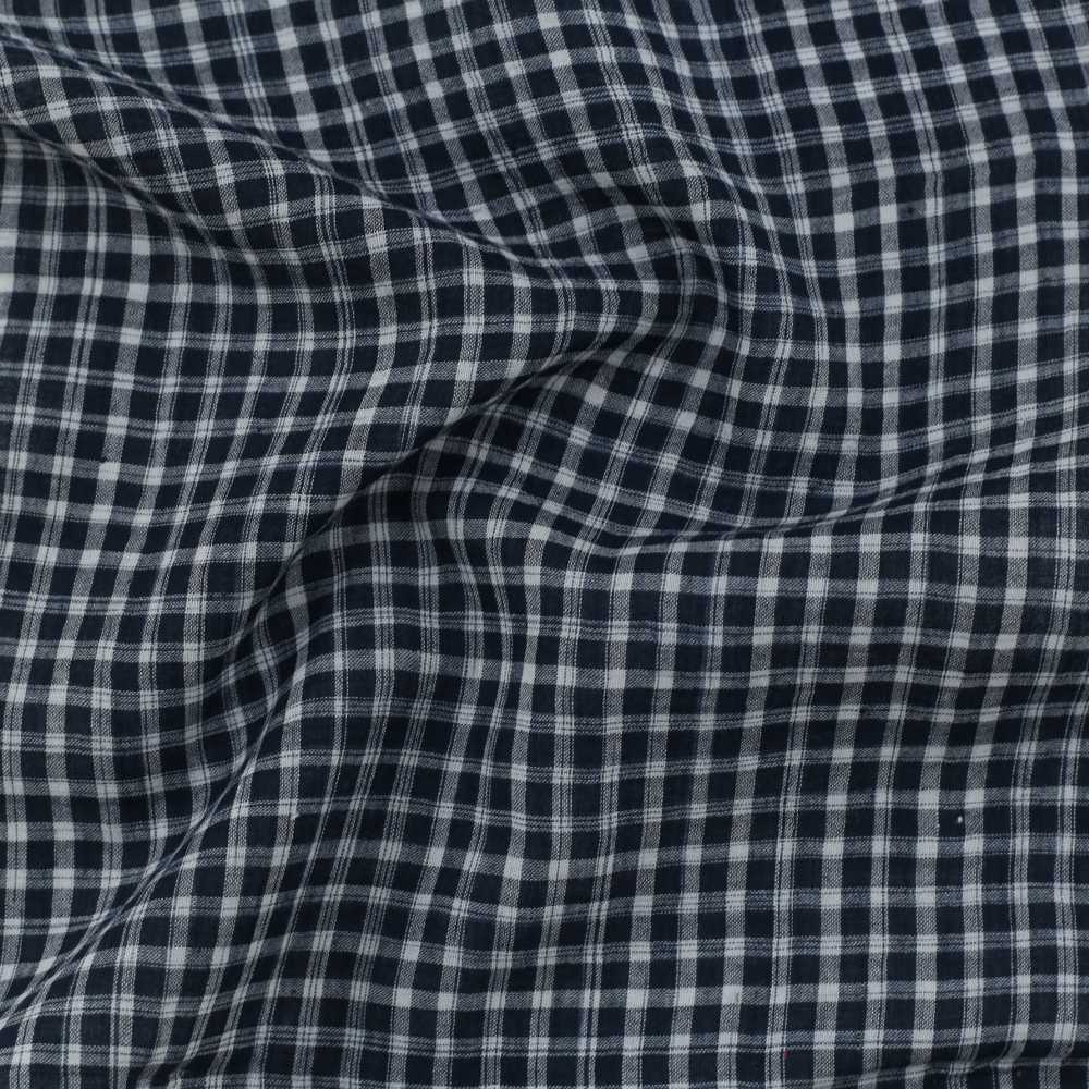 Check Black & White Pure Cotton 65 GSM Handwoven Fabric