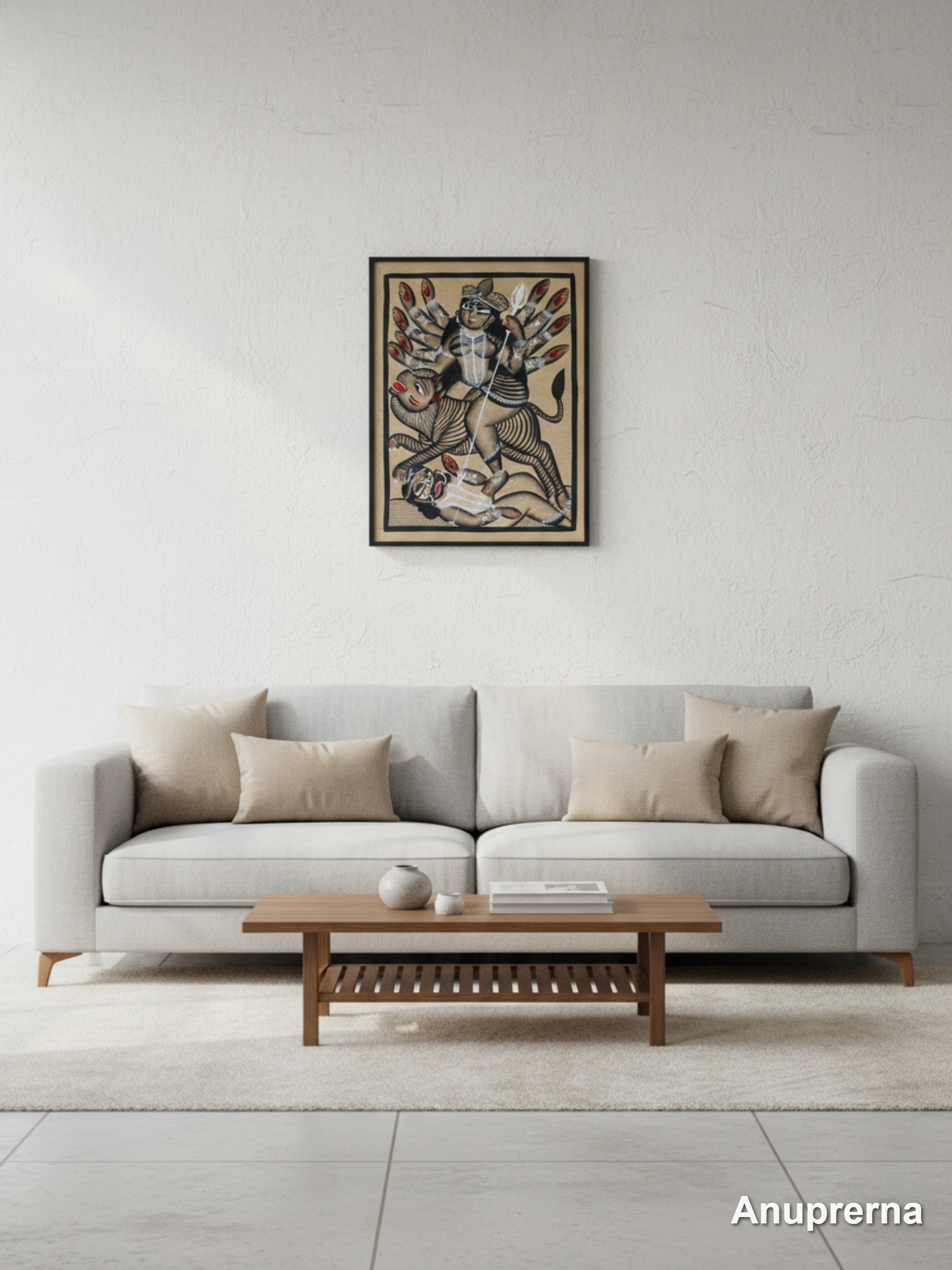 Maa Durga Monochromatic Wall Art Decor