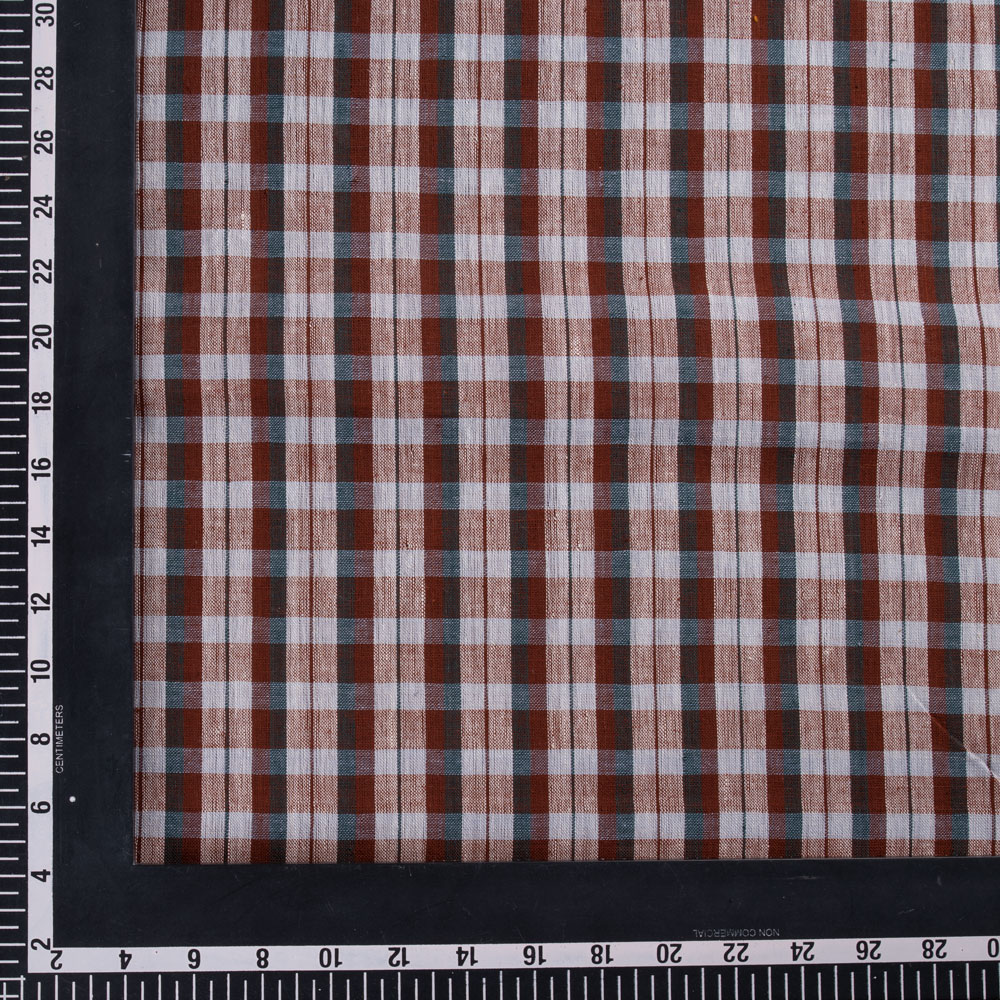 CHECK MAROON PURE COTTON 95 GSM HANDWOVEN FABRIC