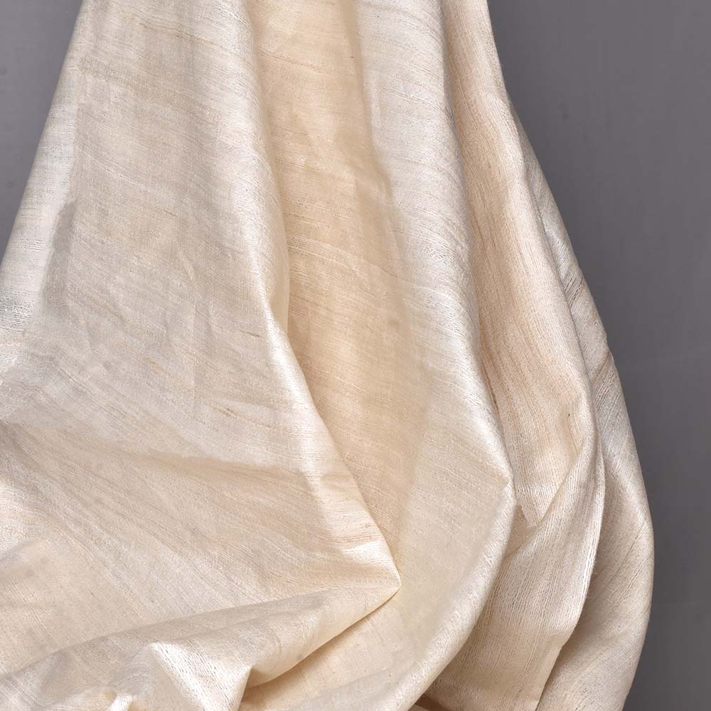 Plain Natural Pure Tussar Silk 116 GSM Handwoven Fabric