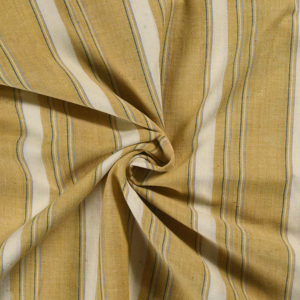 Stripe Mustard Yellow Pure Cotton 96 GSM Handwoven Fabric