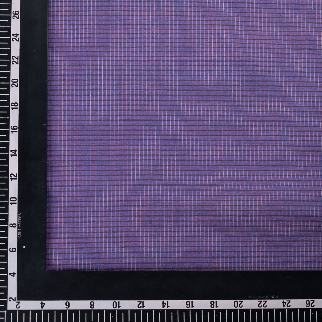 CHECK PURPLE PURE COTTON 62 GSM HANDWOVEN FABRIC