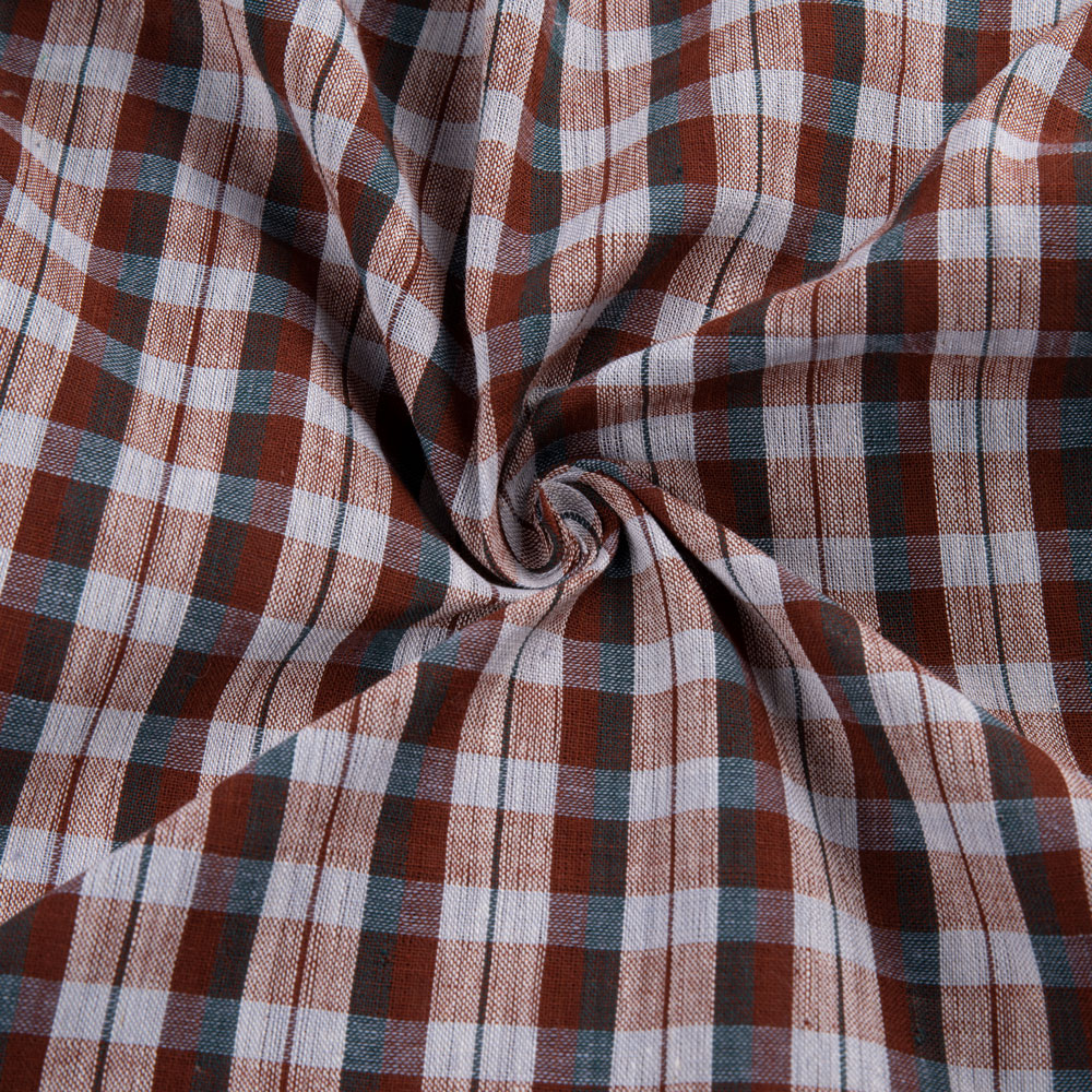 Check Multicolor Pure Cotton 95 GSM Handwoven Fabric 219