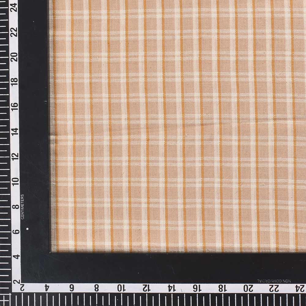 CHECK BEIGE PURE COTTON 126 GSM HANDWOVEN FABRIC
