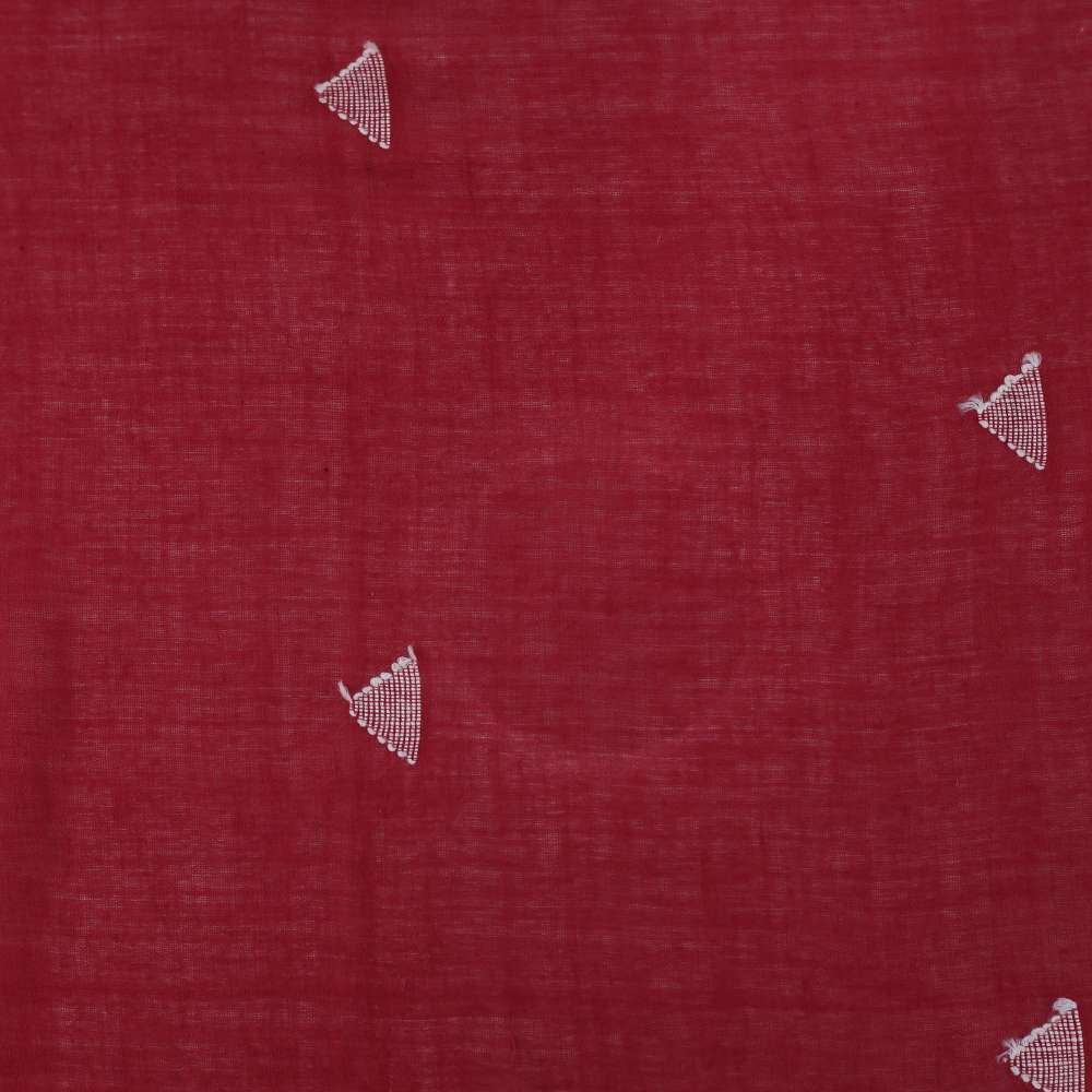 GEOMETRIC RED JAMDANI PURE COTTON 55 GSM FABRIC 71