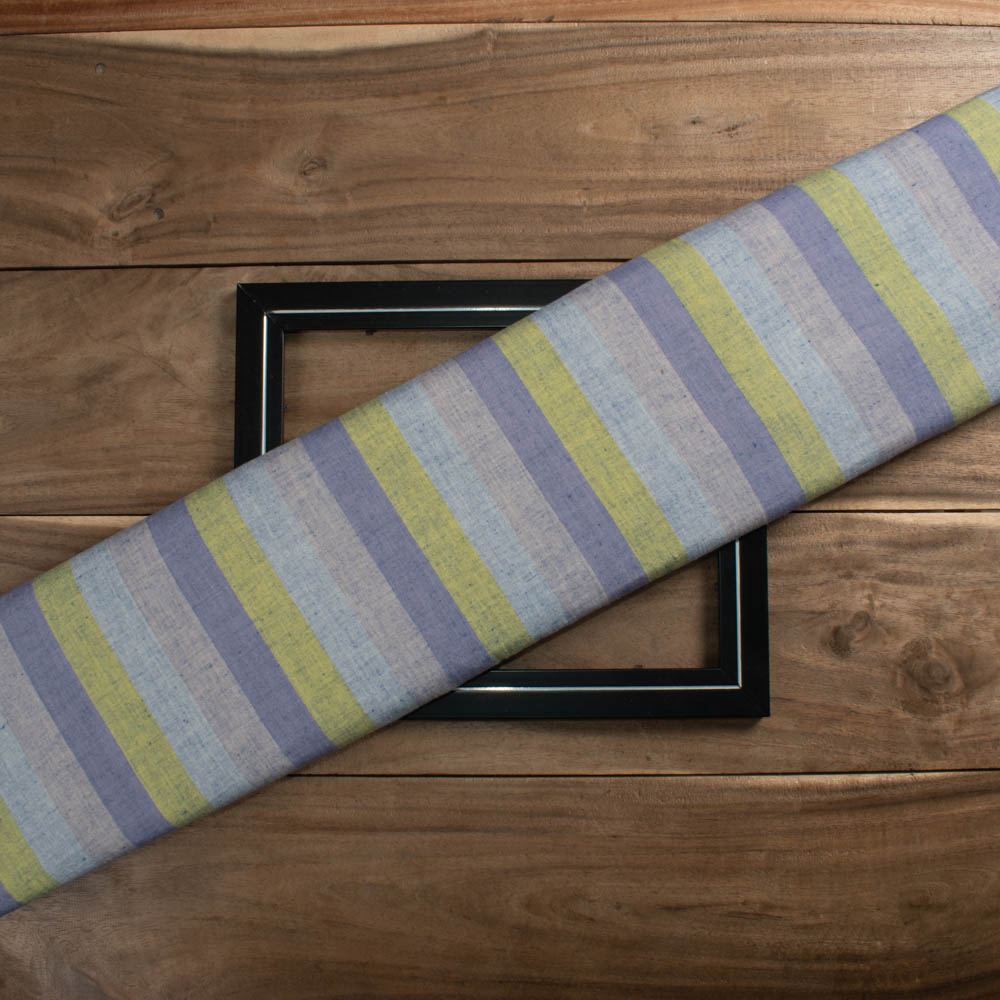 Stripe Multicolour Pure Cotton 131 GSM Handwoven Fabric 143
