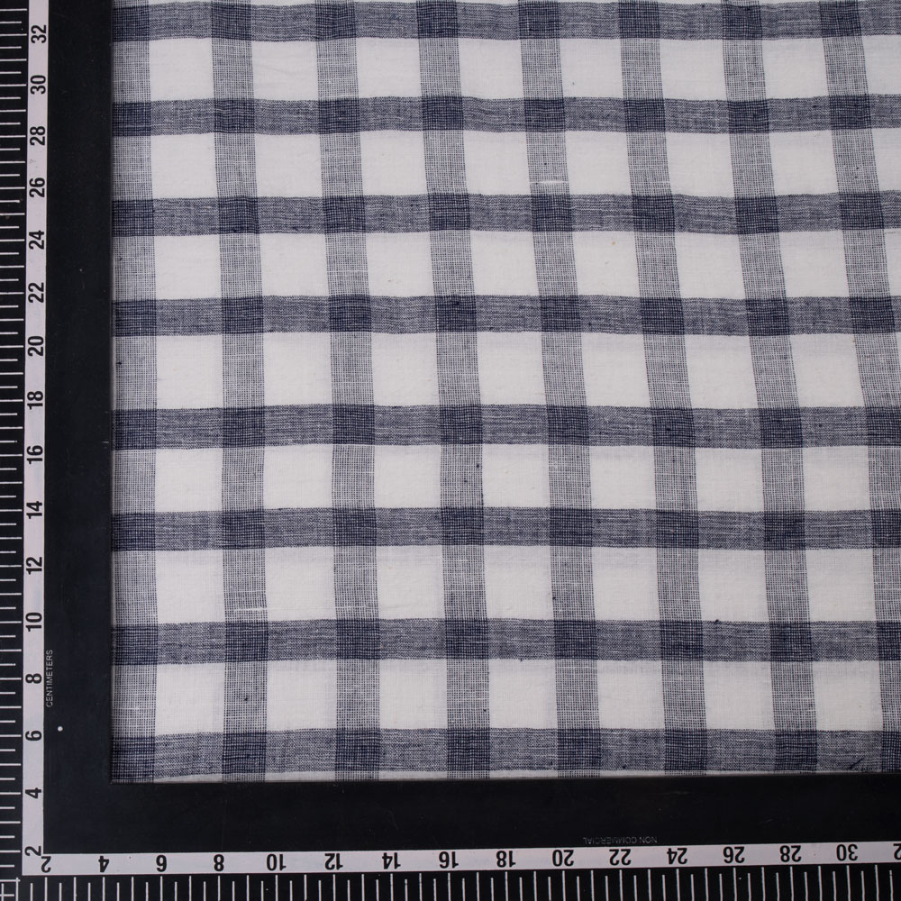 CHECK BLACK & WHITE PURE COTTON 104 GSM HANDWOVEN FABRIC 266