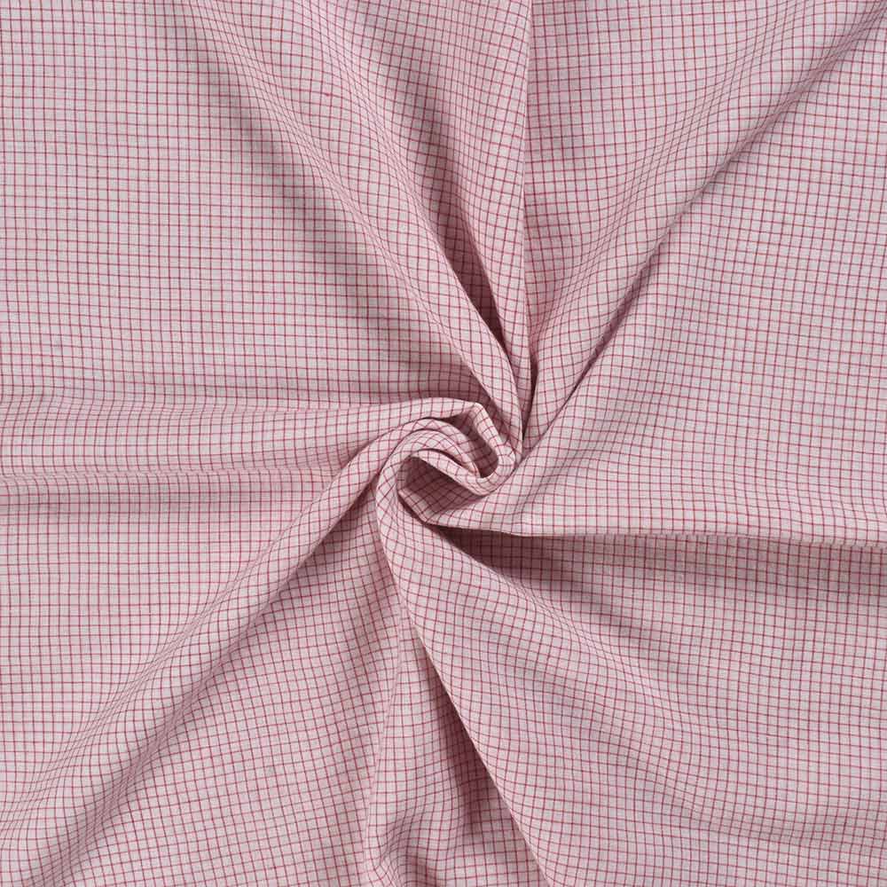Check Red & White Pure Cotton 58 GSM Handwoven Fabric