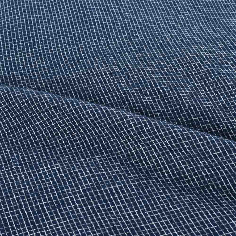 CHECK BLUE WHITE PURE COTTON 87 GSM HANDWOVEN FABRIC