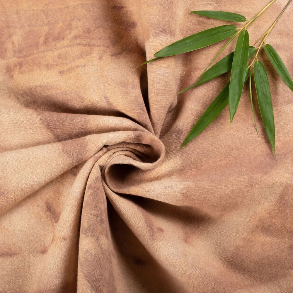 Bamboo Leaf Eco Print Naturally Dyed Khadi Cotton Fabric 120 GSM