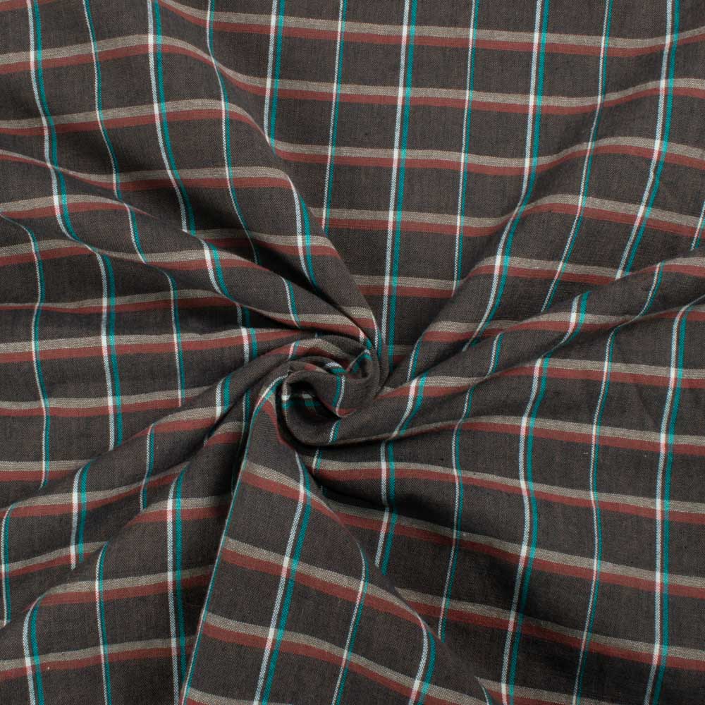 Check Multicolor Pure Cotton 100 GSM Handwoven Fabric 628