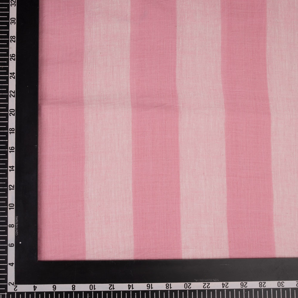STRIPE PINK PURE COTTON 72 GSM HANDWOVEN FABRIC