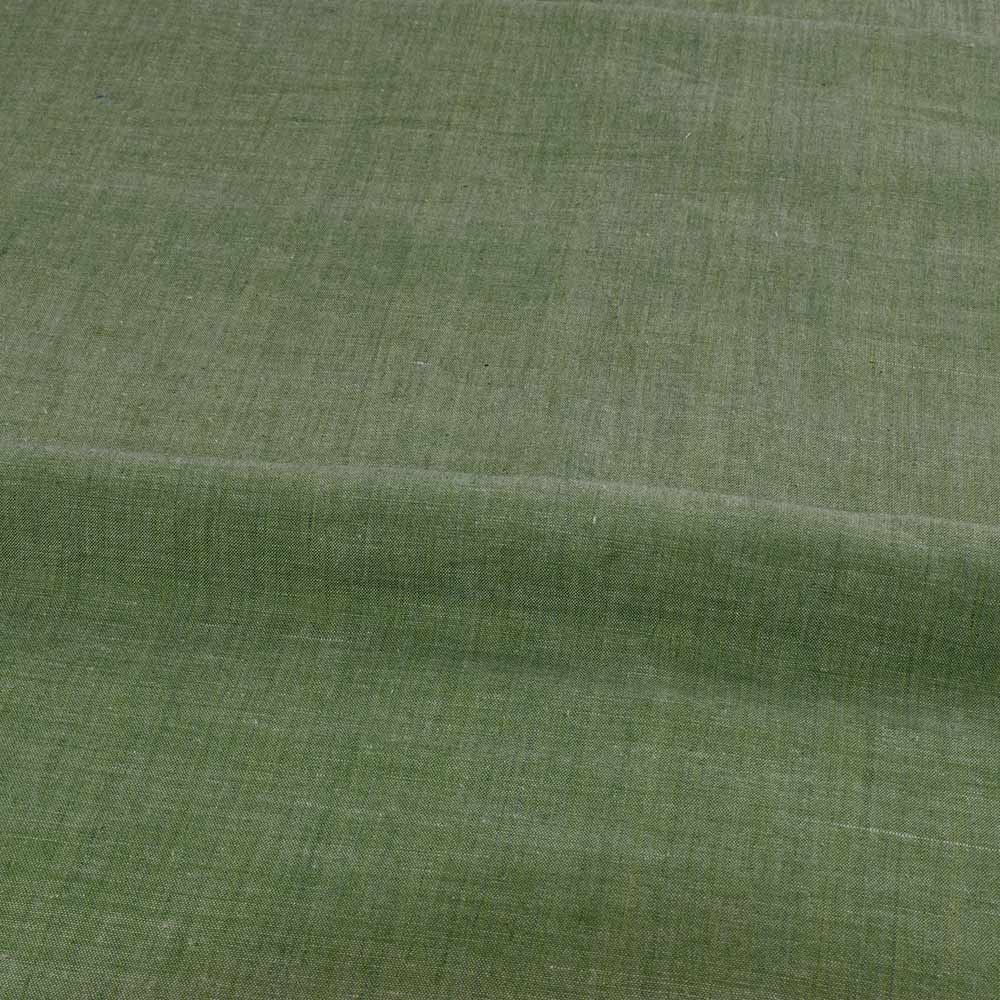 CHAMBRAY LIGHT GREEN KHADI COTTON 105 GSM HANDWOVEN FABRIC