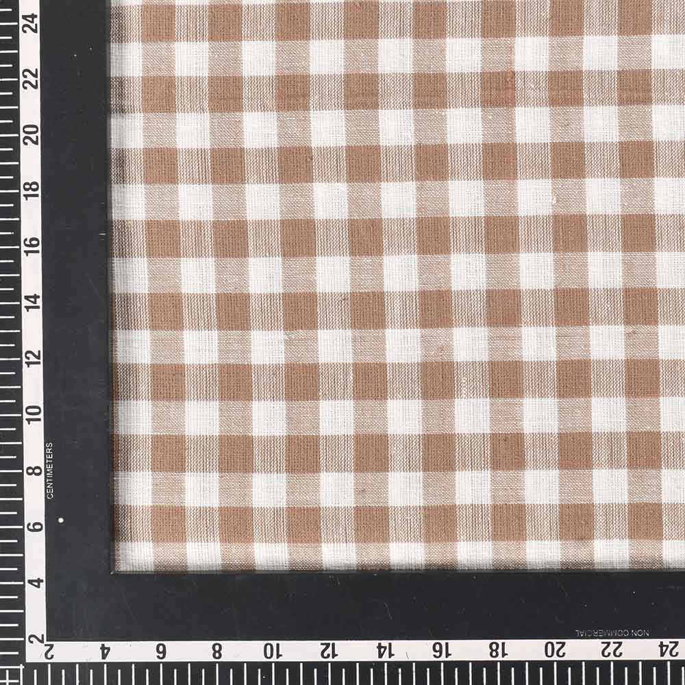 CHECK WHITE CREAM PURE KHADI 120 GSM HANDWOVEN FABRIC