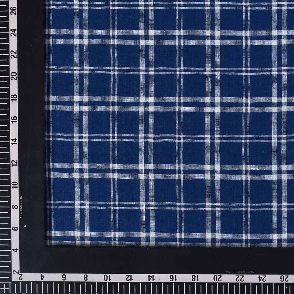 CHECK BLUE WHITE PURE COTTON 95 GSM HANDWOVEN FABRIC 513