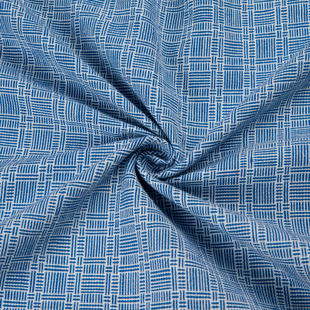 MATTY CHECK BLUE & WHITE PURE KHADI 208 GSM HANDSPUN & HANDWOVEN FABRIC
