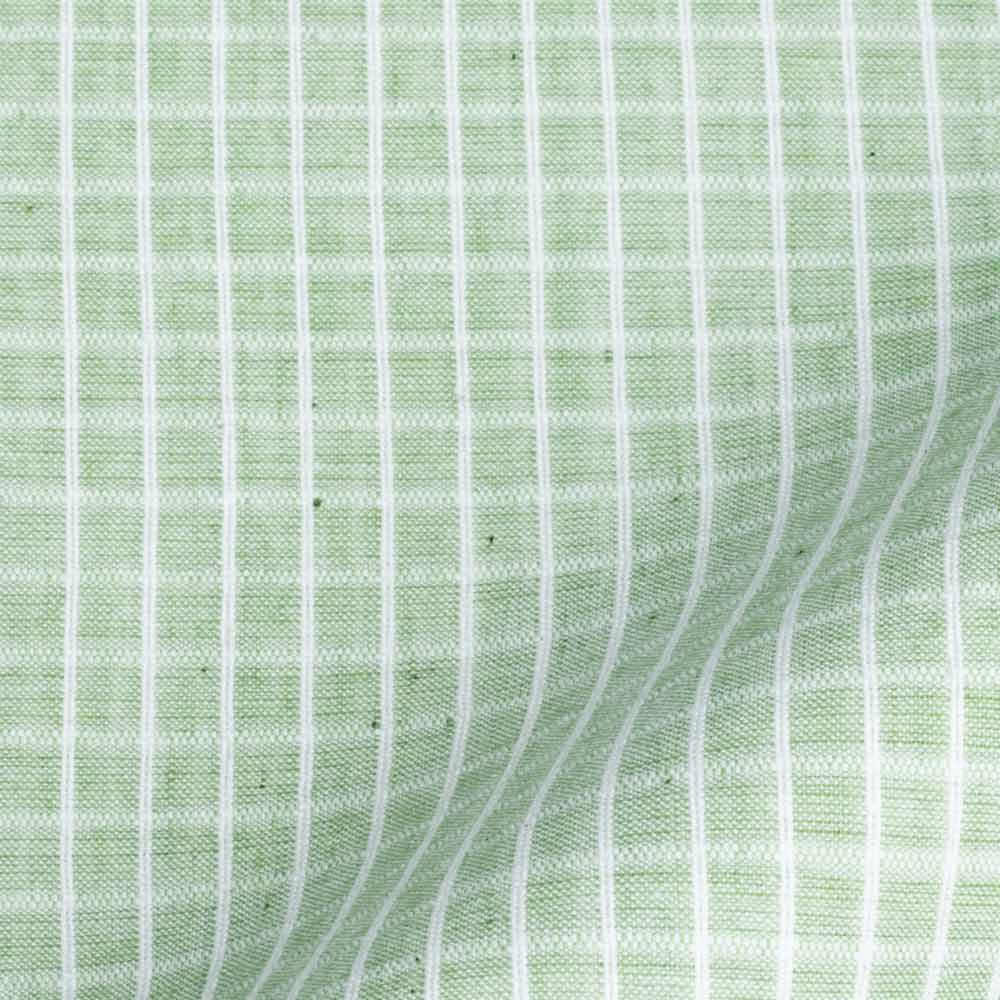 Check Green Pure Cotton 70 GSM Handwoven Fabric