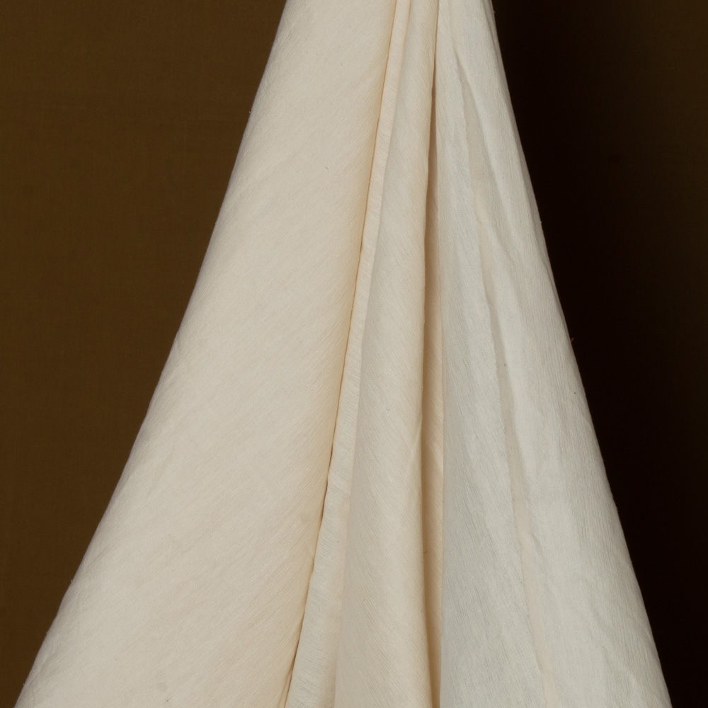 Plain Off- White Silk & Wool Blend 200 GSM Handwoven Fabric 43