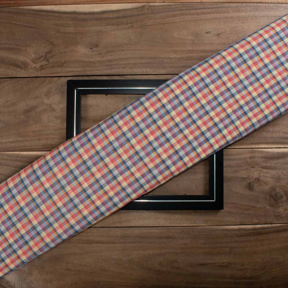 Check Multicolor Pure Cotton 65 GSM Handwoven Fabric