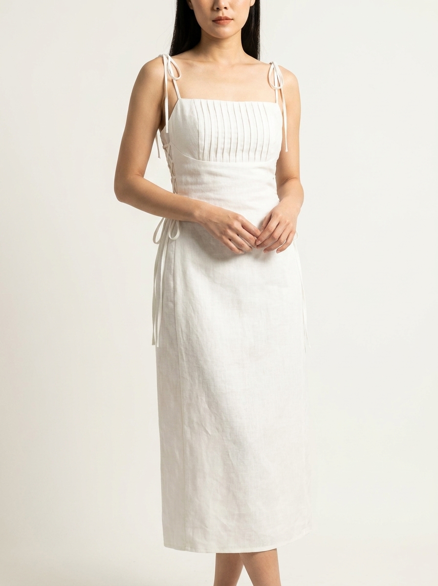 Side & Shoulder Tied Sleek Dress